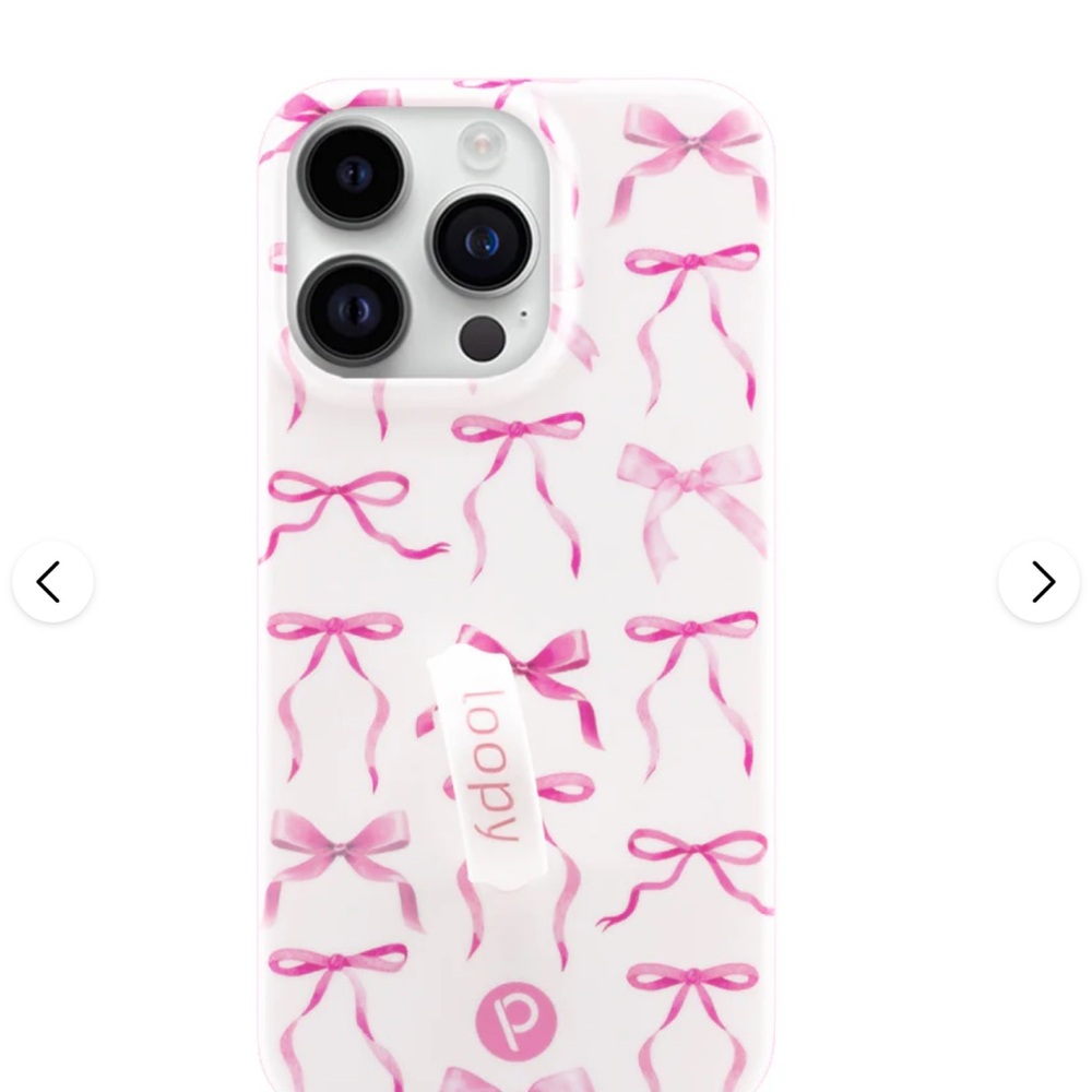 Loopy Case Pink Phone Case with Bow Design 14 pro max